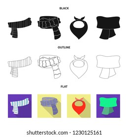 Vector design of scarf and shawl symbol. Set of scarf and accessory vector icon for stock.