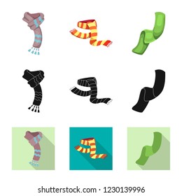 Vector design of scarf and shawl symbol. Set of scarf and accessory stock symbol for web.