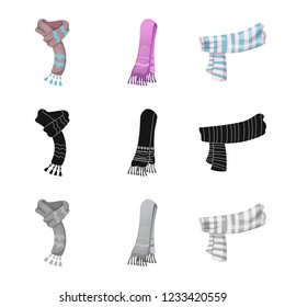 Vector design of scarf and shawl symbol. Set of scarf and accessory vector icon for stock.