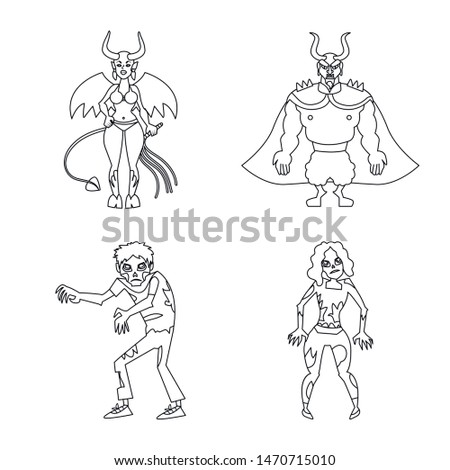 Vector design of scary and phantom symbol. Set of scary and horror stock vector illustration.