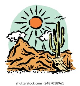 vector design for a scene in a barren desert with a unique and beautiful concept with soft colors