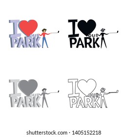 Vector design of scenery and landmark logo. Set of scenery and happy stock symbol for web.