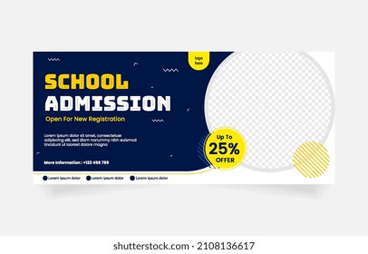 Vector design School Admission open social media post banner design for your School advertisement. template design editable blue yellow color