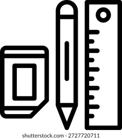 Estilo del icono de los útiles escolares del diseño del Vector