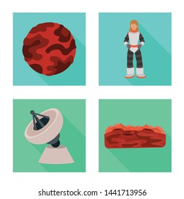 Vector design of science and cosmic icon. Collection of science and technology stock vector illustration.