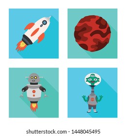 Vector design of science and cosmic logo. Set of science and technology stock symbol for web.