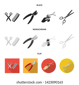 Vector design of scissor and craft  icon. Set of scissor and open stock vector illustration.