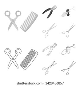 Vector design of scissor and craft icon. Collection of scissor and open vector icon for stock.