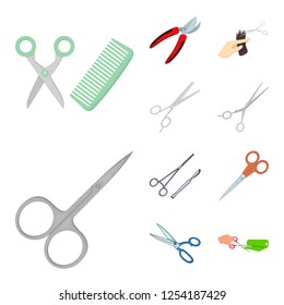 Vector design of scissor and craft  logo. Set of scissor and open stock symbol for web.