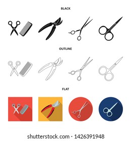 Vector design of scissor and craft logo. Set of scissor and open stock symbol for web.