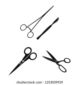 Vector design of scissor and craft  sign. Collection of scissor and open stock vector illustration.
