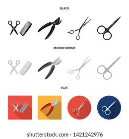 Vector design of scissor and craft  sign. Set of scissor and open stock symbol for web.