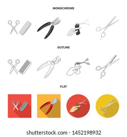 Vector design of scissor and craft sign. Set of scissor and open stock vector illustration.