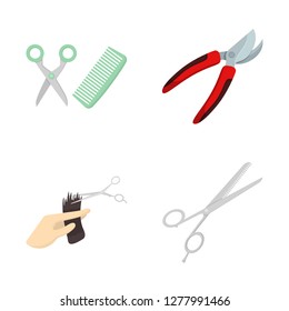 Vector design of scissor and craft  symbol. Collection of scissor and open vector icon for stock.