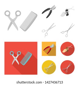 Vector design of scissor and craft symbol. Collection of scissor and open stock vector illustration.
