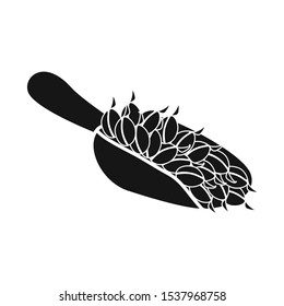 Vector design of scoop and grain sign. Graphic of scoop and organic stock vector illustration.
