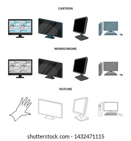 Vector design of screen and computer sign. Collection of screen and mockup stock symbol for web.