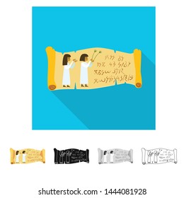 Vector design of scroll and papyrus icon. Collection of scroll and roll stock symbol for web.