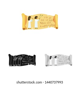 Vector design of scroll and papyrus logo. Collection of scroll and roll stock symbol for web.
