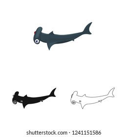 Vector design of sea and animal icon. Set of sea and marine stock symbol for web.