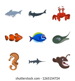 Vector design of sea and animal icon. Set of sea and marine vector icon for stock.