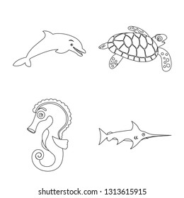 Vector design of sea and animal icon. Collection of sea and marine stock symbol for web.