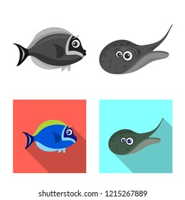 Vector design of sea and animal logo. Collection of sea and marine stock vector illustration.