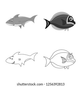 Vector design of sea and animal logo. Collection of sea and marine stock vector illustration.