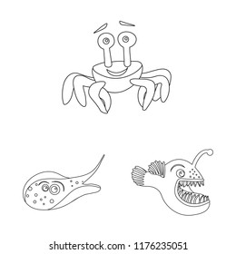 Vector design of sea and animal sign. Set of sea and marine stock symbol for web.
