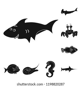 Vector design of sea and animal sign. Collection of sea and marine stock vector illustration.