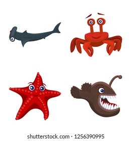 Vector design of sea and animal sign. Collection of sea and marine vector icon for stock.