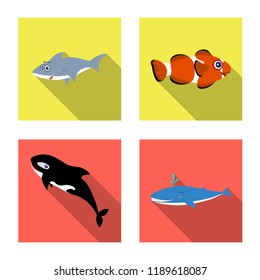 Vector design of sea and animal symbol. Collection of sea and marine stock vector illustration.