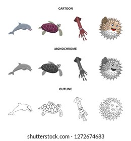 Vector design of sea and animal symbol. Set of sea and marine stock symbol for web.