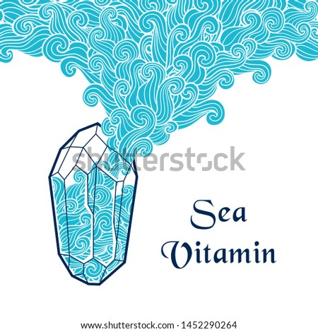 Vector design with sea and cristal texture.  Curly waves and spirals. Vector illustration with mineral.