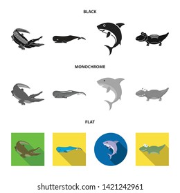 Vector design of sea and ocean logo. Collection of sea and reptiles vector icon for stock.