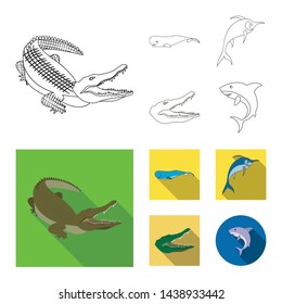 Vector design of sea and ocean logo. Collection of sea and reptiles stock vector illustration.