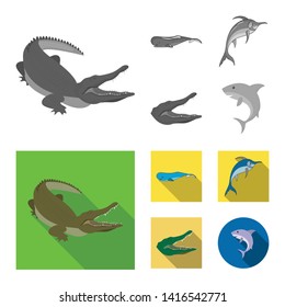Vector design of sea and ocean symbol. Collection of sea and reptiles stock symbol for web.
