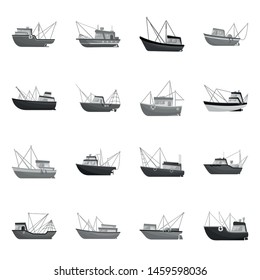 Vector design of sea and speedboat icon. Collection of sea and industrial stock vector illustration.