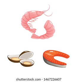 Vector design of seafood symbol. Collection of food and healthy stock symbol for web.