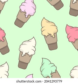 Vector design, Seamless colors ice cream cone pattern for decoration background.