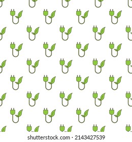 Diseño de vectores con diseño ecológico sin fisuras y concepto de energía verde en un estilo plano a la moda. Patrón sin inconvenientes con vectores eco iconos en estilo plano. Ecología, naturaleza, energía, medio ambiente, íconos de reciclaje.