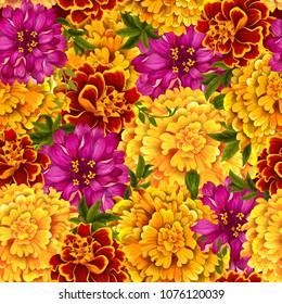 Vector design of Seamless floral pattern background with colorful fresh flower