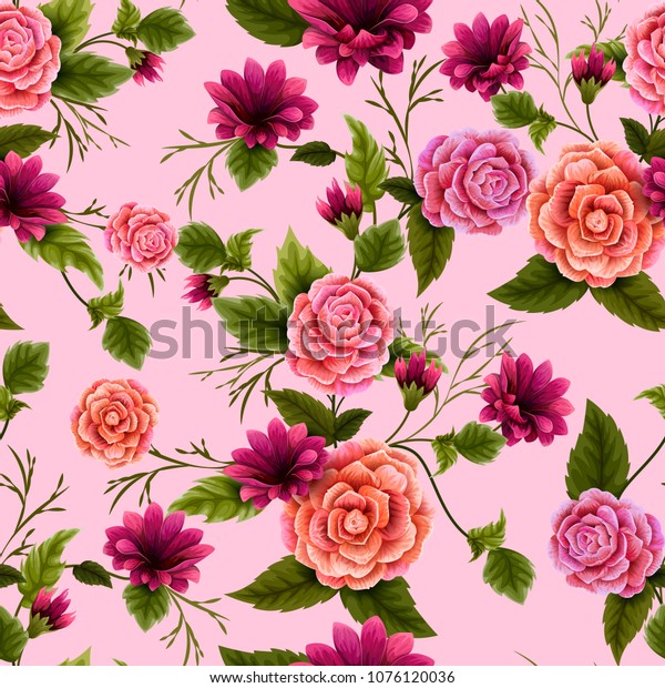 Vector Design Seamless Floral Pattern Background Stock Vector (Royalty ...