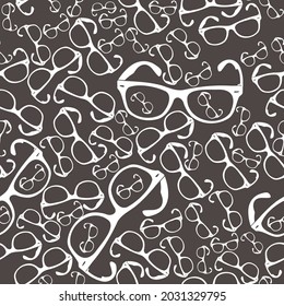 Vector design seamless pattern with glasses. Shapes in endless pattern design. Rims seamless pattern for print, textile, fabric, clothing, accessories, background in a modern way