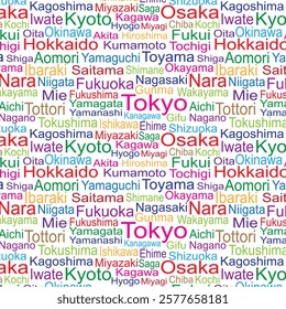 Vector design seamless pattern of Japan prefectures drawing in colorful vector