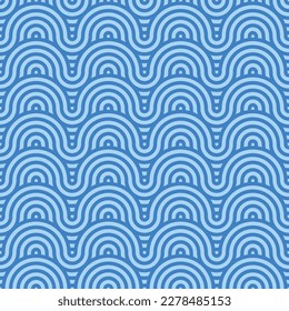 Vector design seamless pattern of sea wave for labels and frames for packaging luxury goods in a trendy linear style a simple and bright blue lines on a light blue background