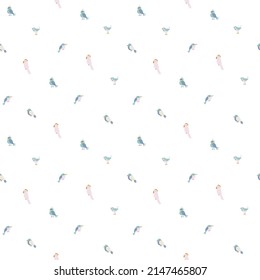 Vector design. Seamless repeat pattern swatch. Cute character design of birds. Background, wallpaper or textile print. Perfect for baby products, kids wear, stationary, nursery etc.