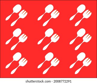 vector design of seamless, spoon and fork for textile, paper wrapping, card, table cloth, printing industrial.