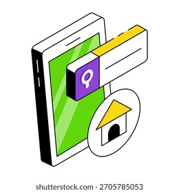Vektordesign der Suche Mobilheim 