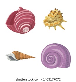 Vector design of seashell and mollusk icon. Set of seashell and seafood  vector icon for stock.